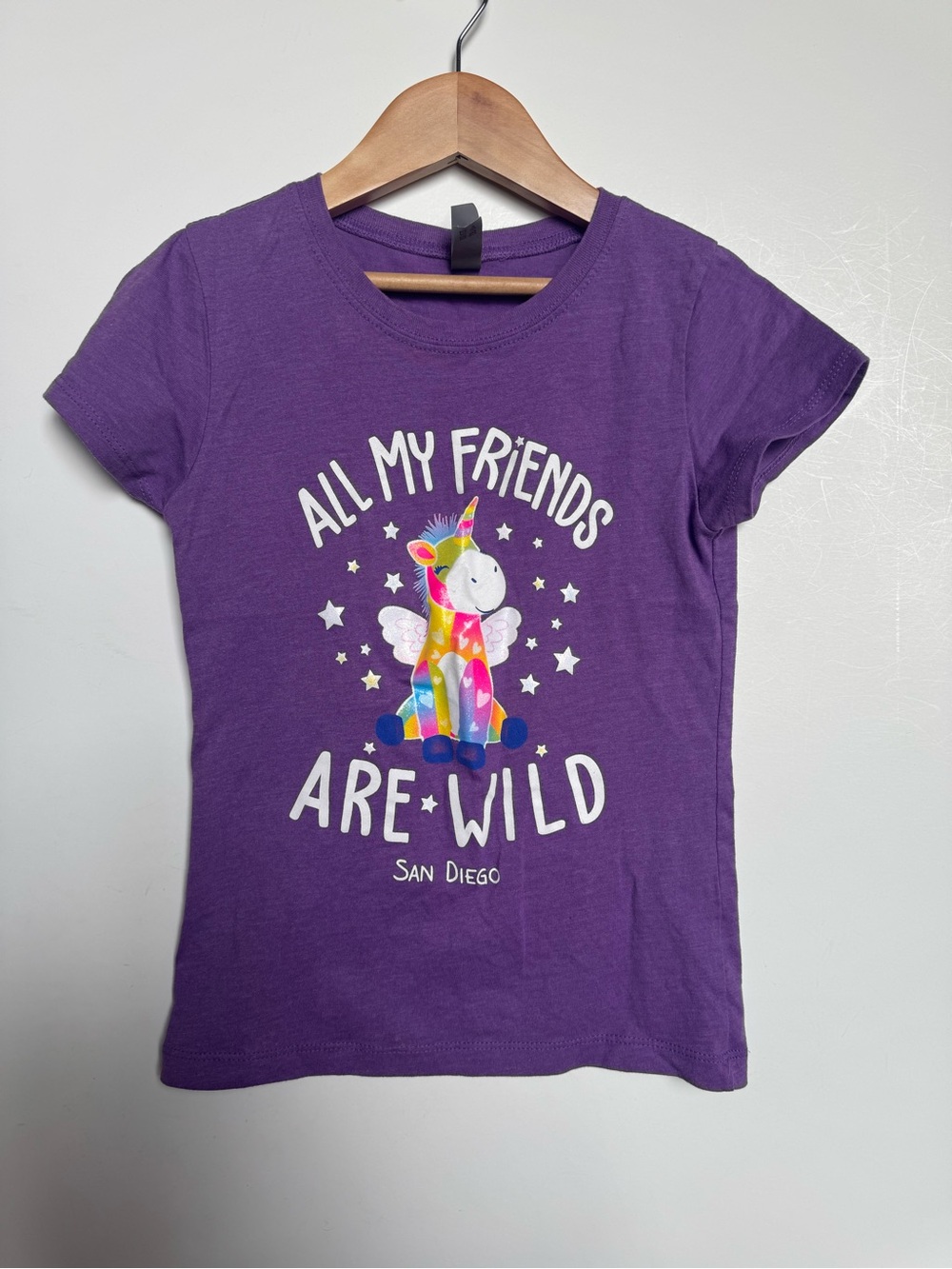 Girls Next Level Apparel Purple Tee with Colorful Unicorn Graphic